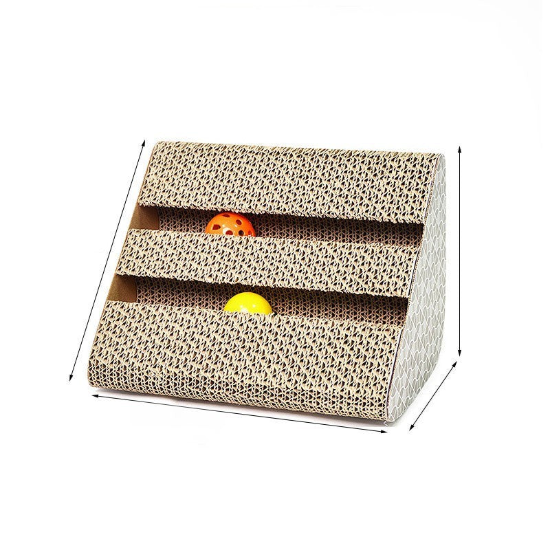 JMT-960586 Corrugated Paper Cat Scratch Pad with Catnip - Durable Vertical Scratching Board
