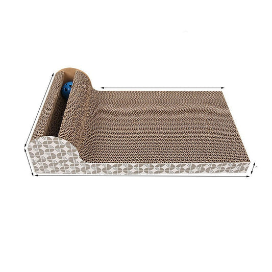 JMT-960586 Corrugated Paper Cat Scratch Pad with Catnip - Durable Vertical Scratching Board