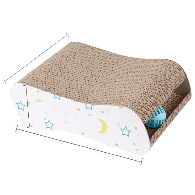 JMT-960586 Corrugated Paper Cat Scratch Pad with Catnip - Durable Vertical Scratching Board