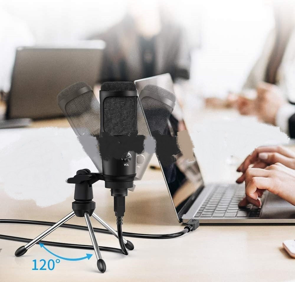 JMT-960906 Apple-Compatible Live Recording Microphone with Desktop Tripod Stand