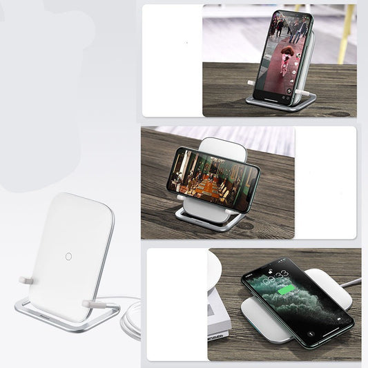 JMT-960906 Wireless Charging Stand for Vertical and Horizontal Use - Universal Qi-Compatible, PC + Silicone + Aluminum Alloy Construction, Black or White
