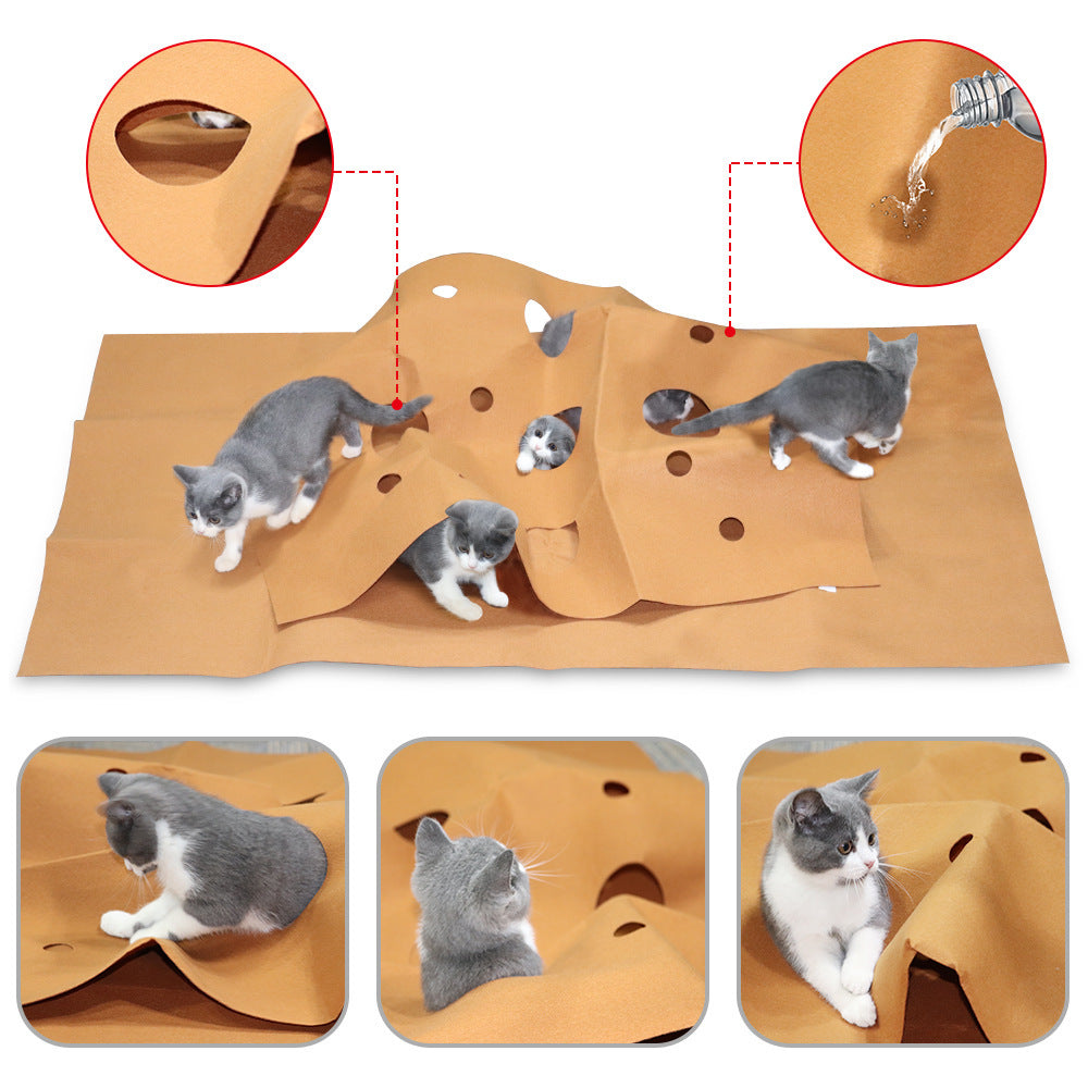 JMT-961034 Felt Cat Litter Pad Toy for Playtime and Comfort, Brown, 120cm x 90cm x 3cm