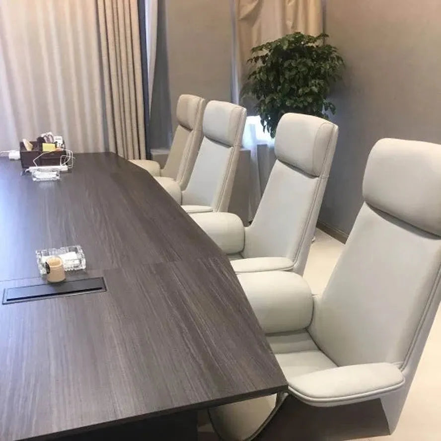 JMT-961482 Adjustable White Leather Executive Office Chair with Ergonomic Design and Swivel Functionality