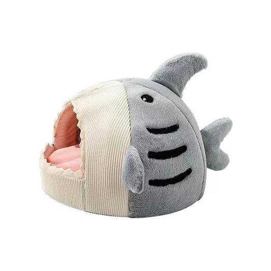 JMT-961546 Cozy Soft Shark-Shaped Hideout House for Cats