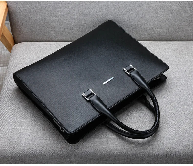 JMT-961546 Large Capacity Leather Computer Bag for Business with Shoulder and Diagonal Strap