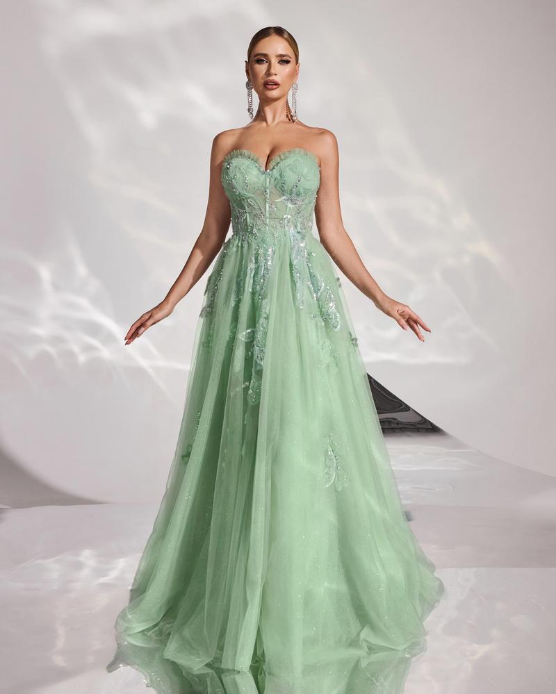 JMT-961802 Elegant Green Evening Dress for Women - Model SH0170