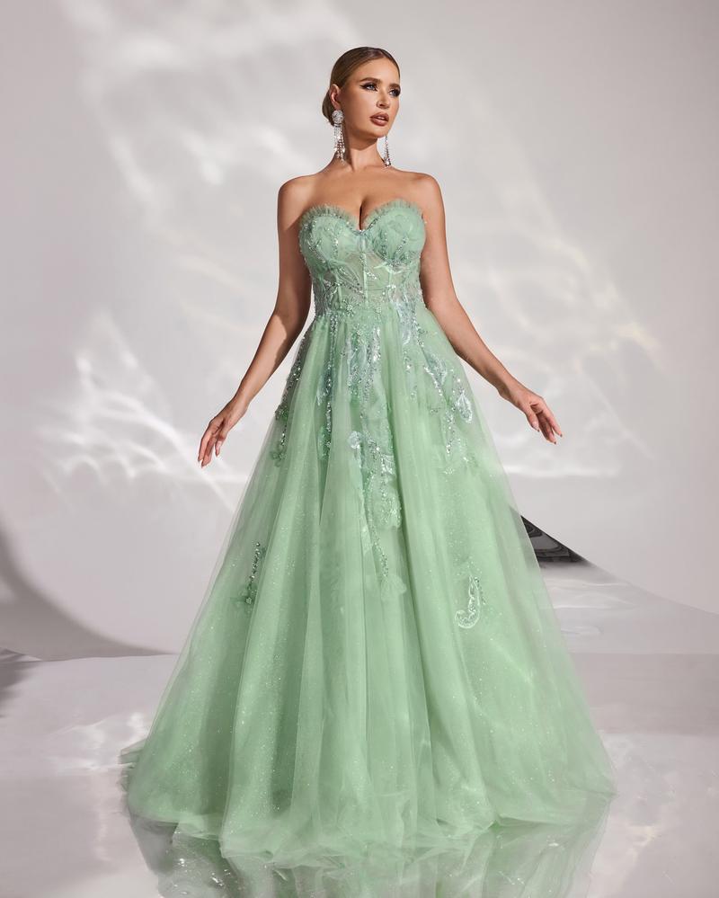 JMT-961802 Elegant Green Evening Dress for Women - Model SH0170