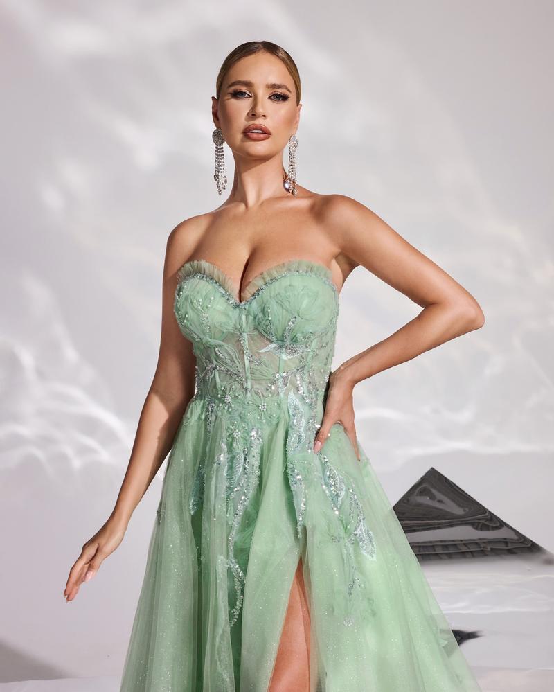JMT-961802 Elegant Green Evening Dress for Women - Model SH0170