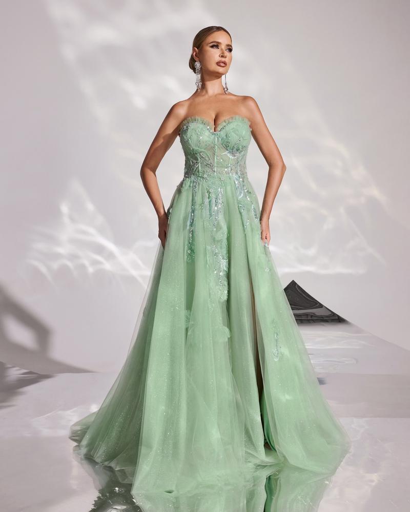 JMT-961802 Elegant Green Evening Dress for Women - Model SH0170