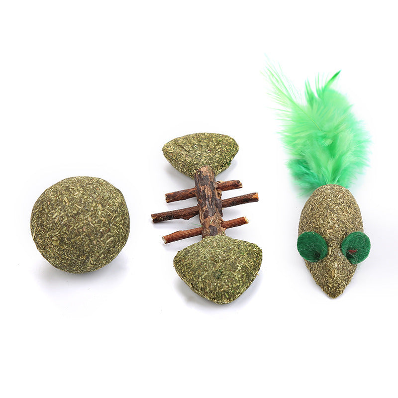 JMT-961866 Catnip Toy Fish, Mouse, and Ball - Dental Care and Hairball Relief for Cats