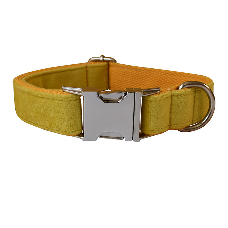 JMT-962378 Adjustable Yellow Fleece Dog Collar for Medium to Large Dogs, All-Season Casual Design