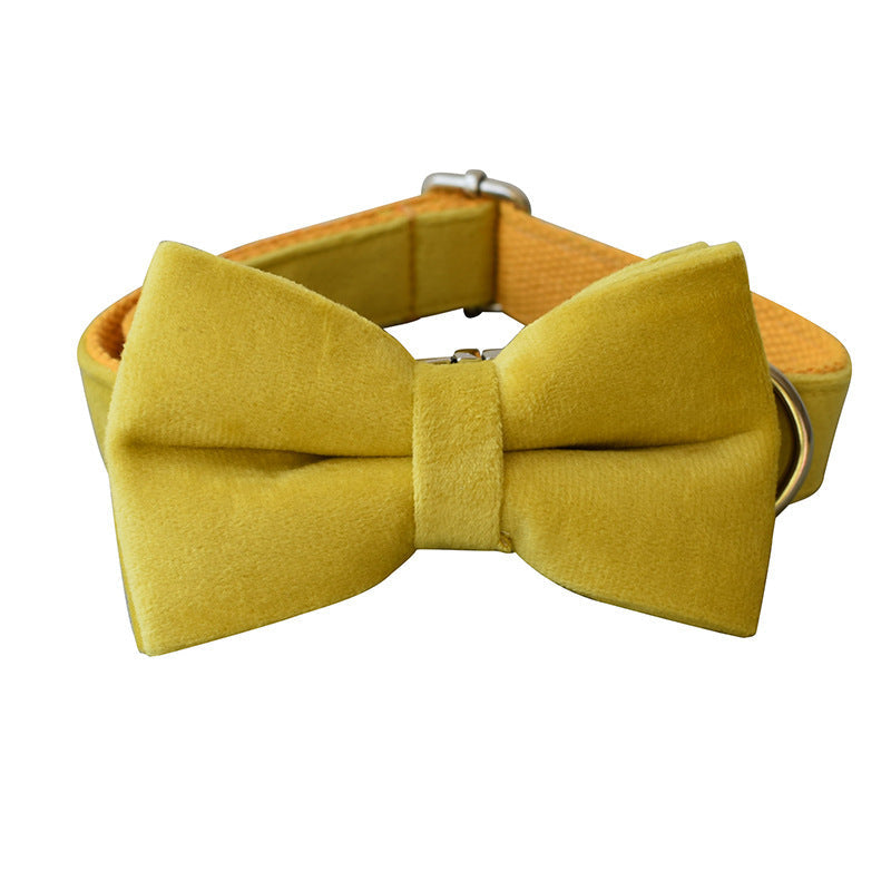 JMT-962378 Adjustable Yellow Fleece Dog Collar for Medium to Large Dogs, All-Season Casual Design