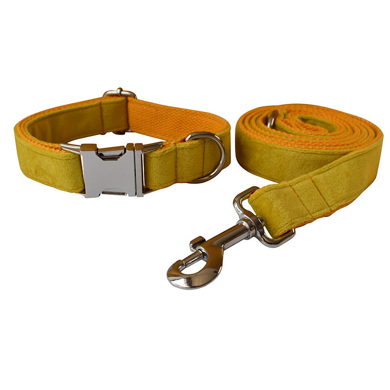 JMT-962378 Adjustable Yellow Fleece Dog Collar for Medium to Large Dogs, All-Season Casual Design