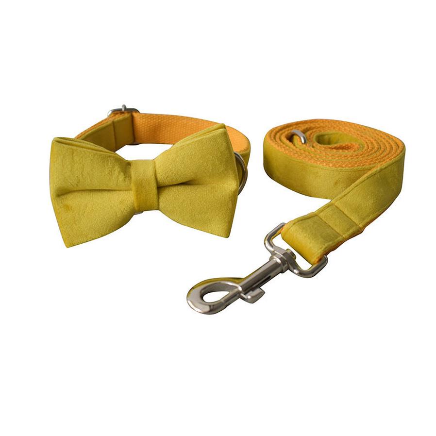 JMT-962378 Adjustable Yellow Fleece Dog Collar for Medium to Large Dogs, All-Season Casual Design