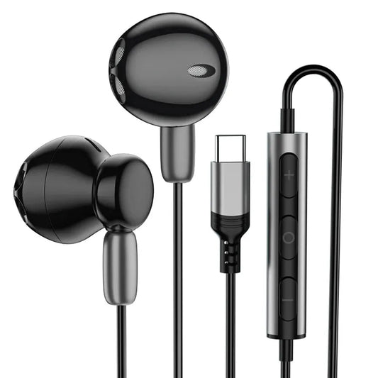 JMT-962378 Type-C Wired In-Ear Noise Cancelling Headphones with Mic for iPhone 15 and Samsung Devices