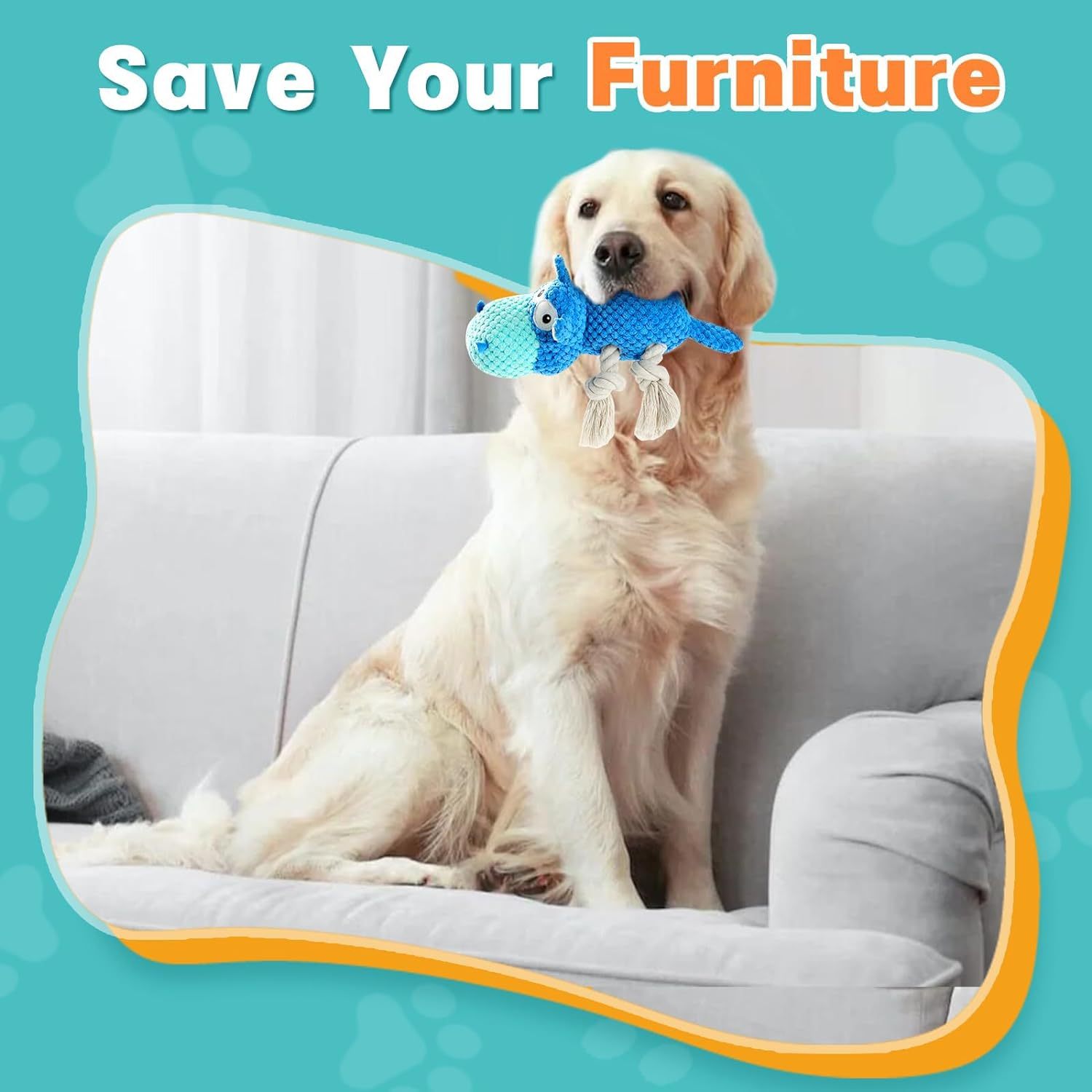 JMT-962698 Durable Plush Dog Chew Toy for Aggressive Chewers, Squeaky Interactive Toy for Large Dogs