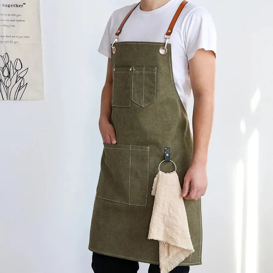JMT-962762 Canvas Kitchen Apron with Custom Logo, Eco-Friendly Workwear for Hair Stylists and Art Painting