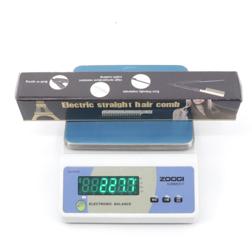 JMT-963018 Portable Wet and Dry Hair Straightening Comb - Brass and Black, Alloy + ABS, Heats Up to 190°C in 3 Minutes