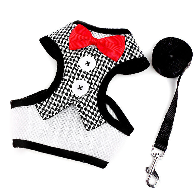 JMT-963210 Vest-Style Dog Dress with Leash for Small Dogs - Adjustable Bow Design and Comfortable Chest Straps