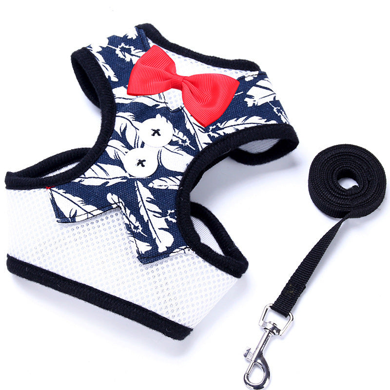 JMT-963210 Vest-Style Dog Dress with Leash for Small Dogs - Adjustable Bow Design and Comfortable Chest Straps