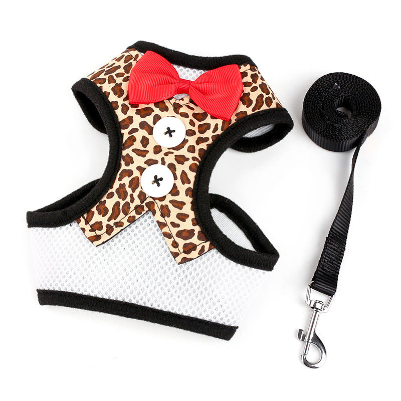 JMT-963210 Vest-Style Dog Dress with Leash for Small Dogs - Adjustable Bow Design and Comfortable Chest Straps
