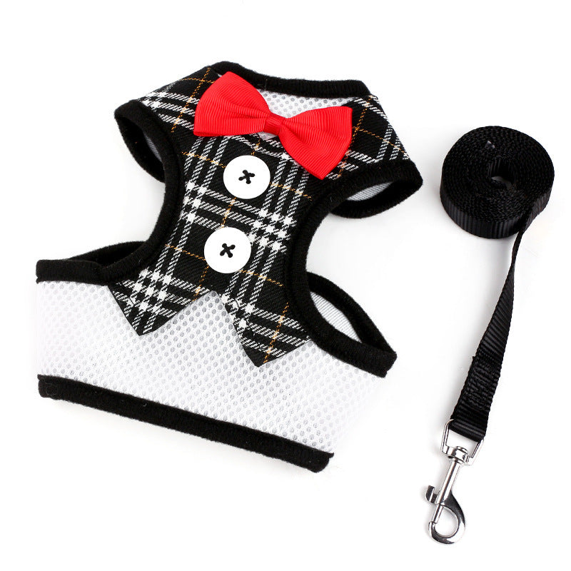 JMT-963210 Vest-Style Dog Dress with Leash for Small Dogs - Adjustable Bow Design and Comfortable Chest Straps