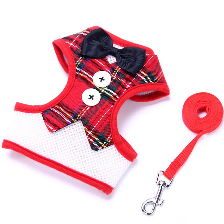 JMT-963210 Vest-Style Dog Dress with Leash for Small Dogs - Adjustable Bow Design and Comfortable Chest Straps