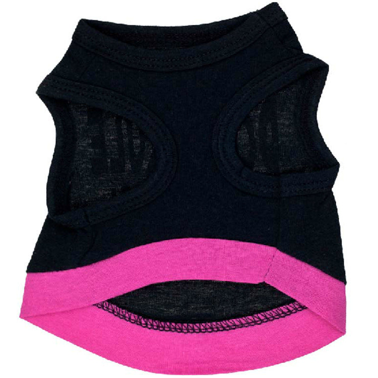 JMT-963786 Cotton Dog Vest in Black with Printed Pink Letters - Casual Style for All Dogs