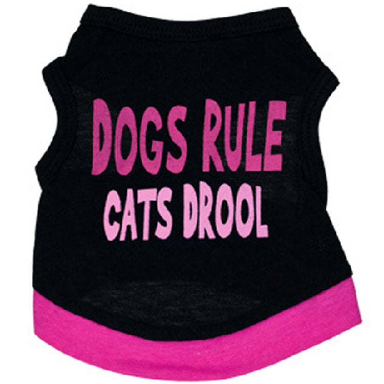 JMT-963786 Cotton Dog Vest in Black with Printed Pink Letters - Casual Style for All Dogs