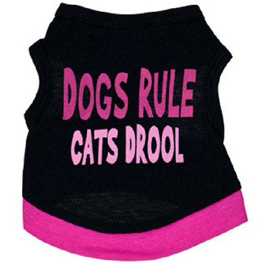 JMT-963786 Cotton Dog Vest in Black with Printed Pink Letters - Casual Style for All Dogs