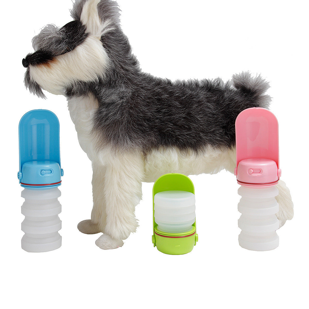 JMT-964042 Portable Silicone Pet Travel Water Cup - 350ml Capacity, Compact Design in Blue, Green, and Pink