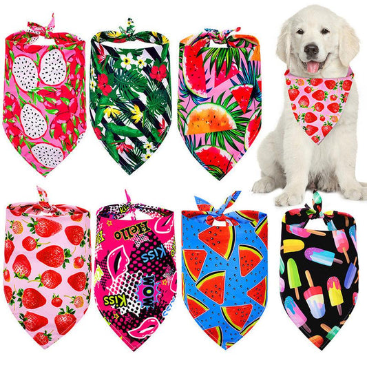 JMT-964490 Pet Triangle Drool Towel in Summer Fruit Designs for Dogs