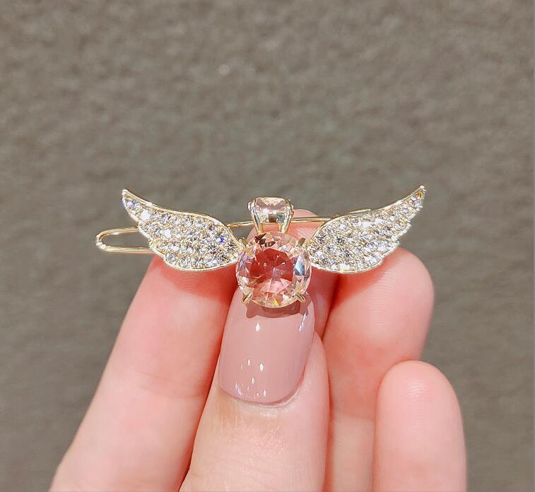 JMT-964554 Korean-Inspired Geometric Angel Wings Imitation Crystal Hairpin for Women