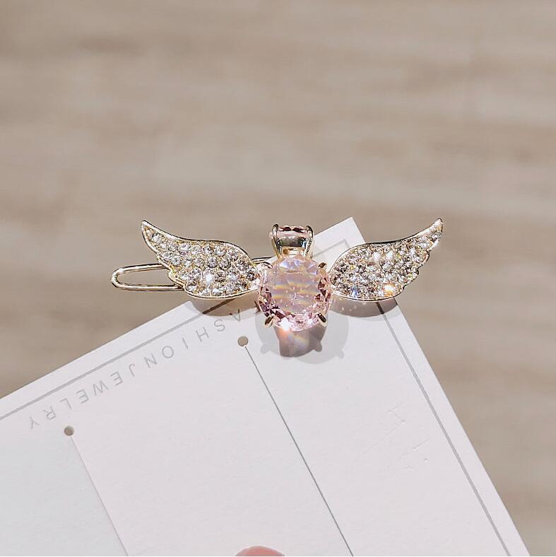 JMT-964554 Korean-Inspired Geometric Angel Wings Imitation Crystal Hairpin for Women