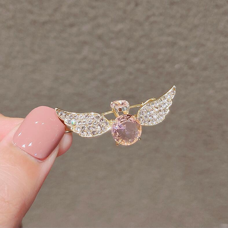 JMT-964554 Korean-Inspired Geometric Angel Wings Imitation Crystal Hairpin for Women