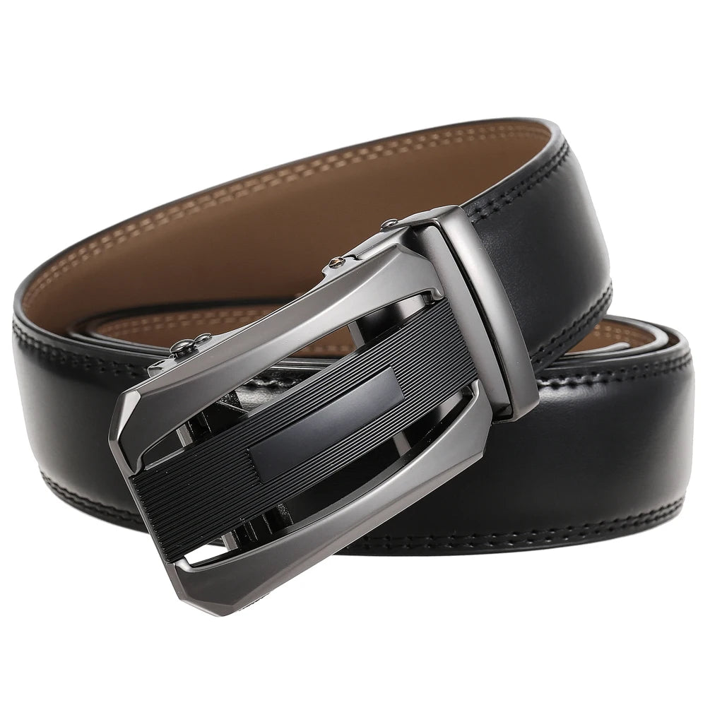 JMT-964618 Genuine Leather Automatic Buckle Business Belt for Men - Model LY36-21550-2