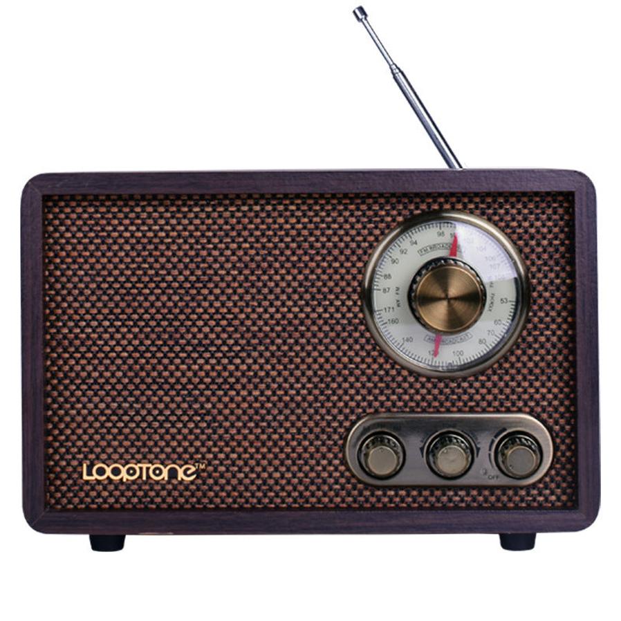 JMT-965194 Retro Wooden Bluetooth Radio with FM/AM and Adjustable Tone