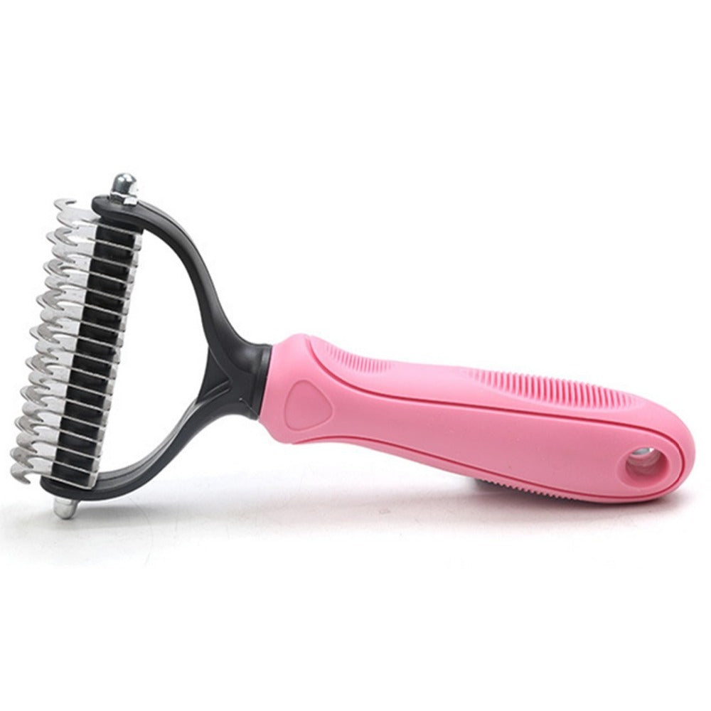 JMT-965258 Pet Stainless Steel Hair Removal Comb with Plastic Handle - Available in Pink and Blue, Sizes S and L