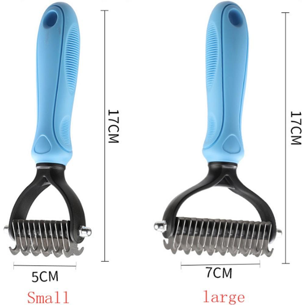 JMT-965258 Pet Stainless Steel Hair Removal Comb with Plastic Handle - Available in Pink and Blue, Sizes S and L