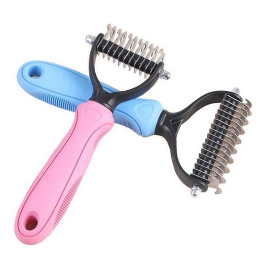 JMT-965258 Pet Stainless Steel Hair Removal Comb with Plastic Handle - Available in Pink and Blue, Sizes S and L