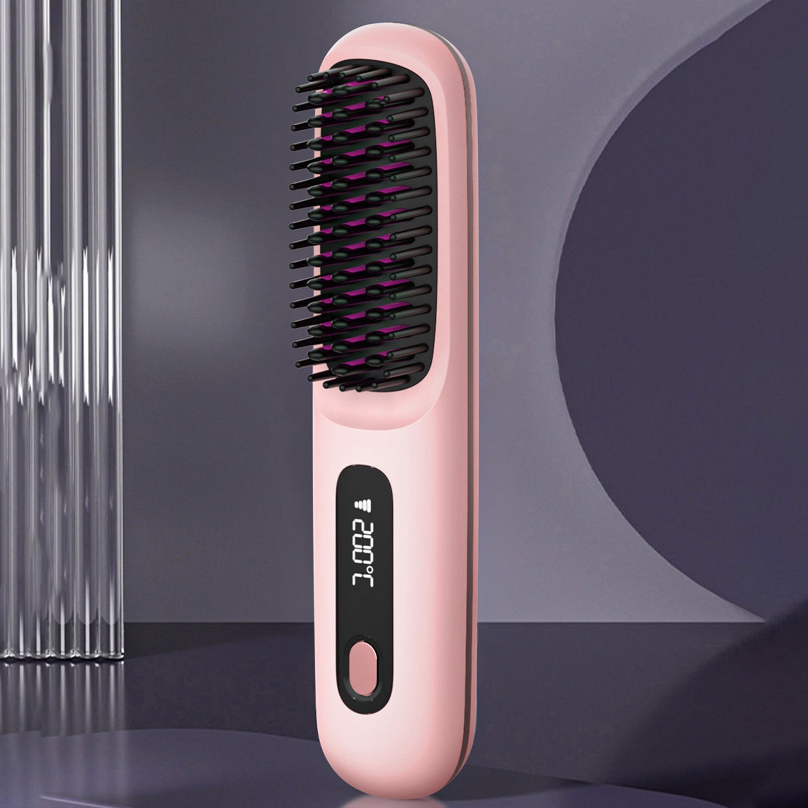 JMT-966154 Portable Cordless Hair Straightening Brush with LED Display, USB Rechargeable, Lightweight Mini Design, Advanced Ionic Technology, Scald Protection