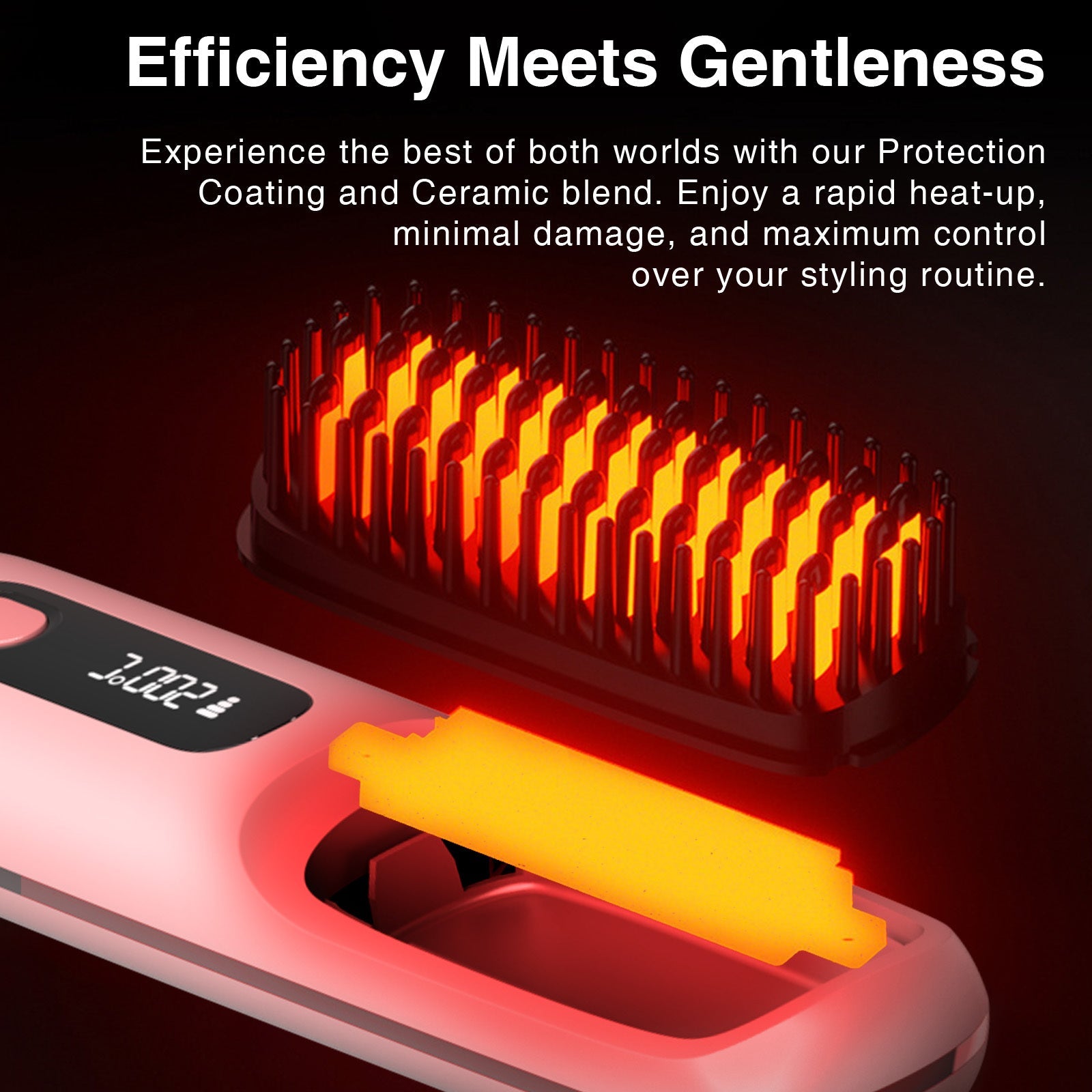 JMT-966154 Portable Cordless Hair Straightening Brush with LED Display, USB Rechargeable, Lightweight Mini Design, Advanced Ionic Technology, Scald Protection