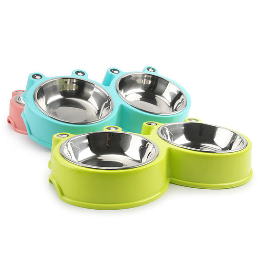 JMT-966346 Stainless Steel Cartoon Pet Bowl for Small and Medium Dogs and Cats – Available in Blue, Pink, and Green