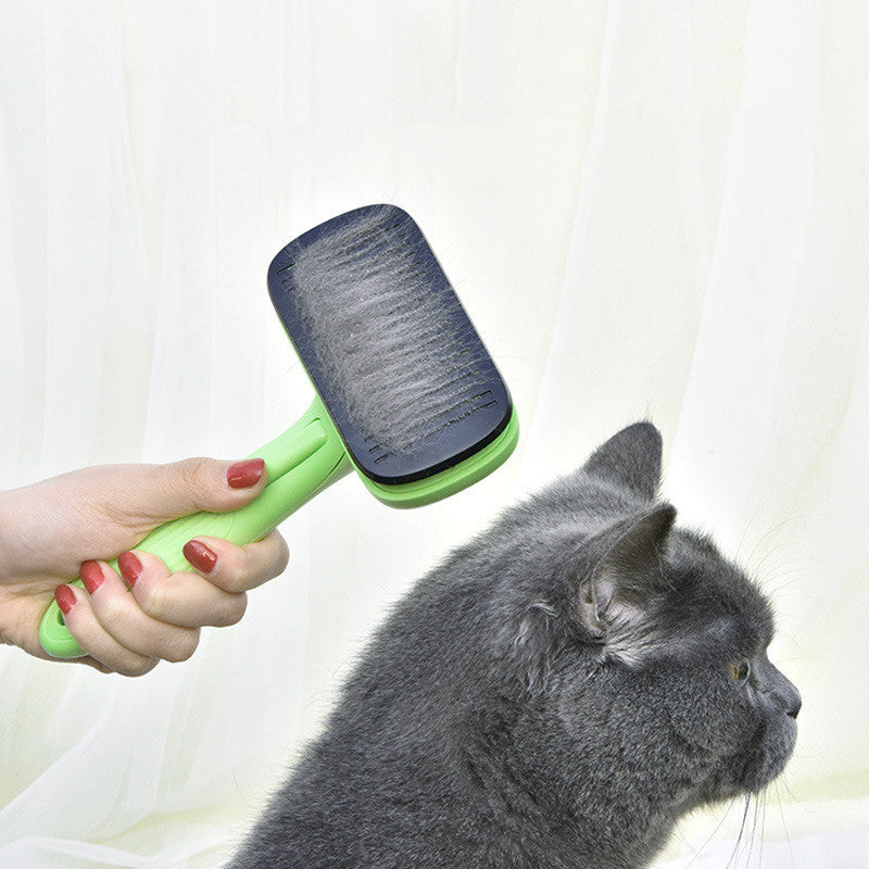 JMT-966410 Automatic Pet Hair Removal Brush - Eco-Friendly ABS & TRP Material, Fruit Green, Compact Size 19.5*10.7*5.8CM, Lightweight 160g
