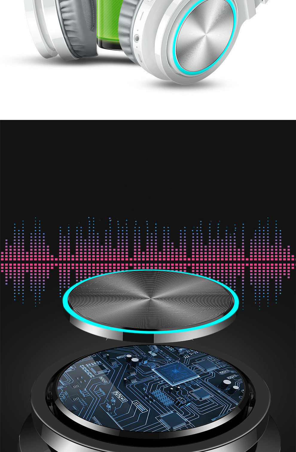 JMT-966666 Wireless Folding Bluetooth Headset with Card Plug-in Support - Available in Black, Red/Black, White/Grey