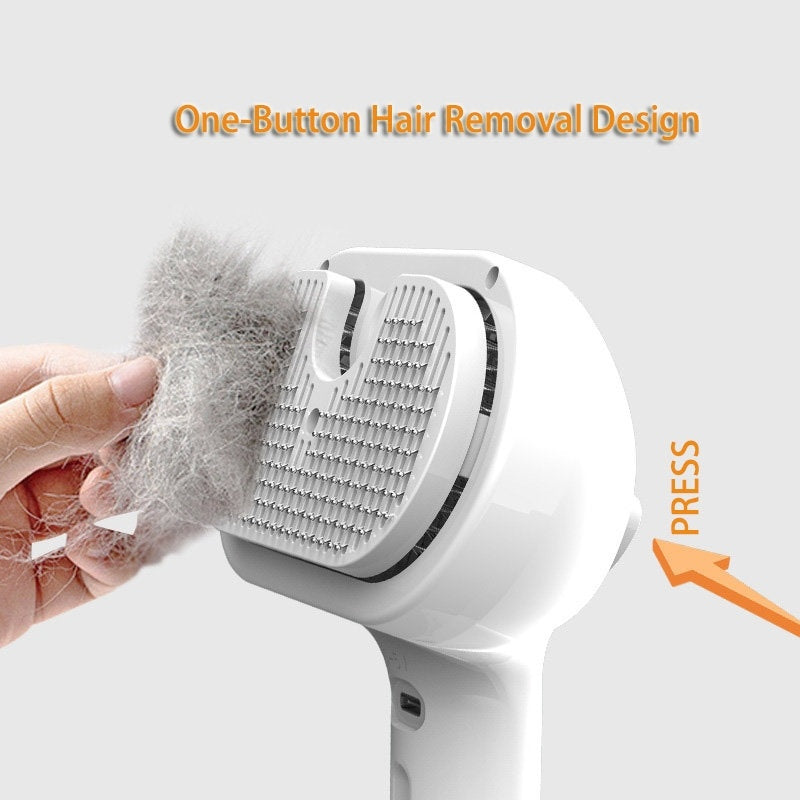 JMT-967562 Self-Cleaning Pet Grooming Brush with Misting Function for Dogs and Cats - Dematting Tool and Hair Remover