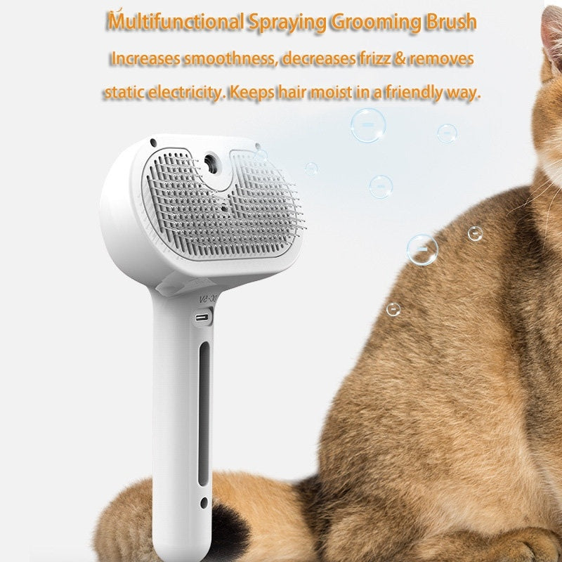 JMT-967562 Self-Cleaning Pet Grooming Brush with Misting Function for Dogs and Cats - Dematting Tool and Hair Remover