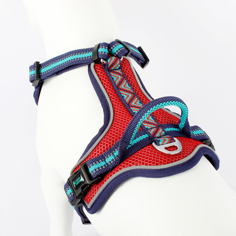 JMT-967818 Adjustable Nylon Dog Chest Strap with Traction Rope – Sizes S to XL