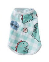 JMT-967946 Cute Dinosaur and Cat Print Vest for Small Pets - Jersey Fabric Suitable for Dogs and Cats