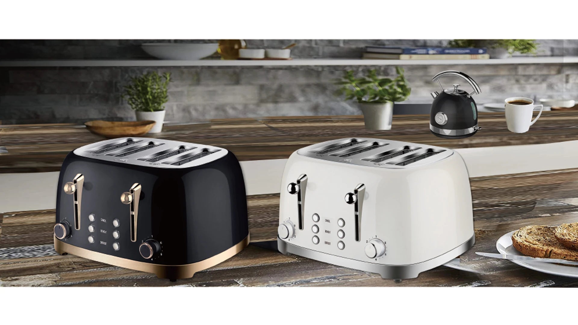JMT-968138 Retro Stainless Steel 4-Slice Electric Pop-Up Toaster with Grill Function